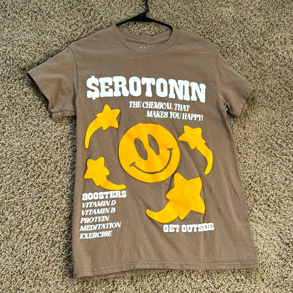 Brown PacSun, graphic tee - seretonin - worn once